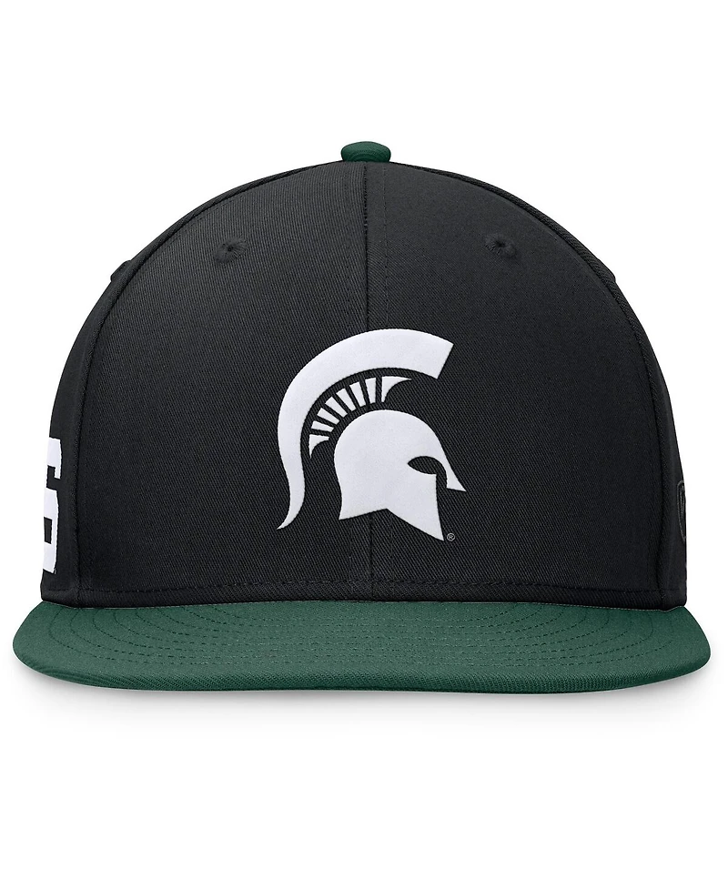 Top of the World Men's Black/Green Michigan State Spartans Rally Two-Tone Fitted Hat