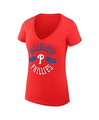 G-iii 4Her by Carl Banks Women's Red Philadelphia Phillies City Graphic V-Neck Fitted T-Shirt