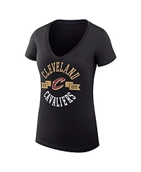 G-iii 4Her by Carl Banks Women's Black Cleveland Cavaliers Large City Logo Fitted V-Neck T-Shirt