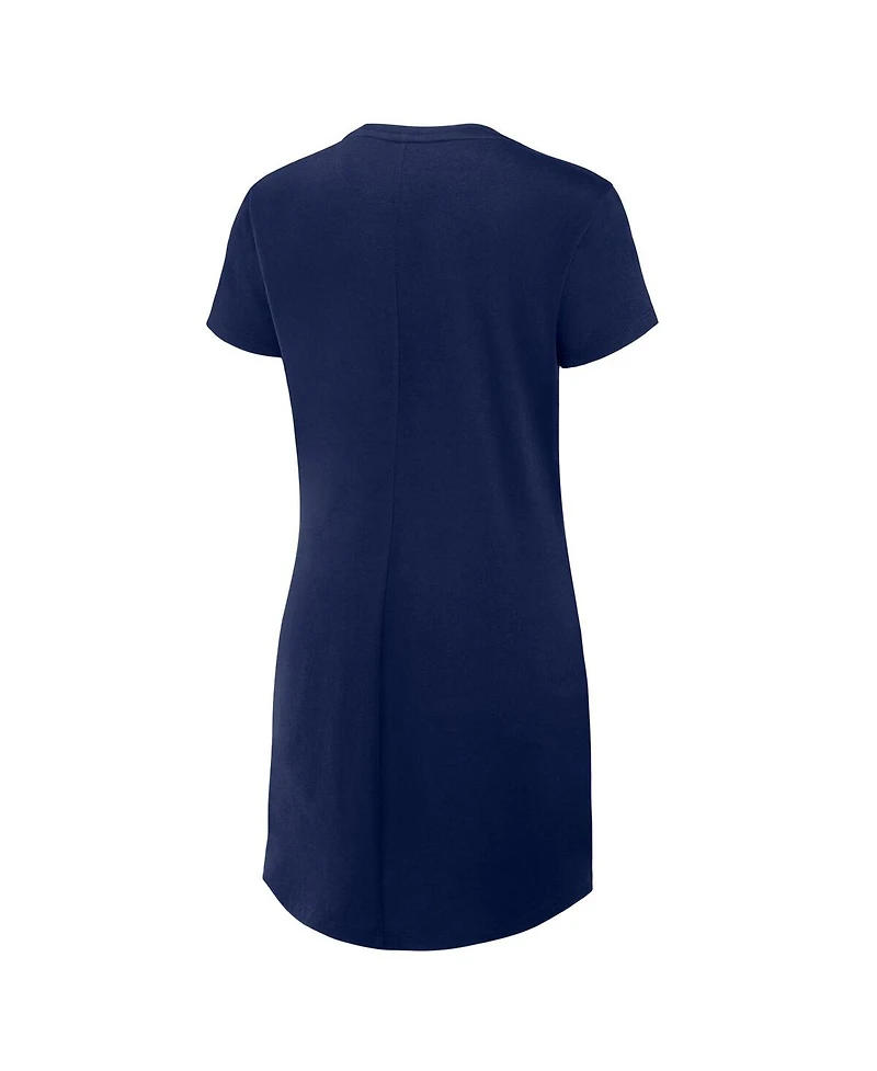 Fanatics Women's Navy Dallas Cowboys Ruched Drape T-Shirt Dress