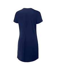 Fanatics Women's Navy Dallas Cowboys Ruched Drape T-Shirt Dress