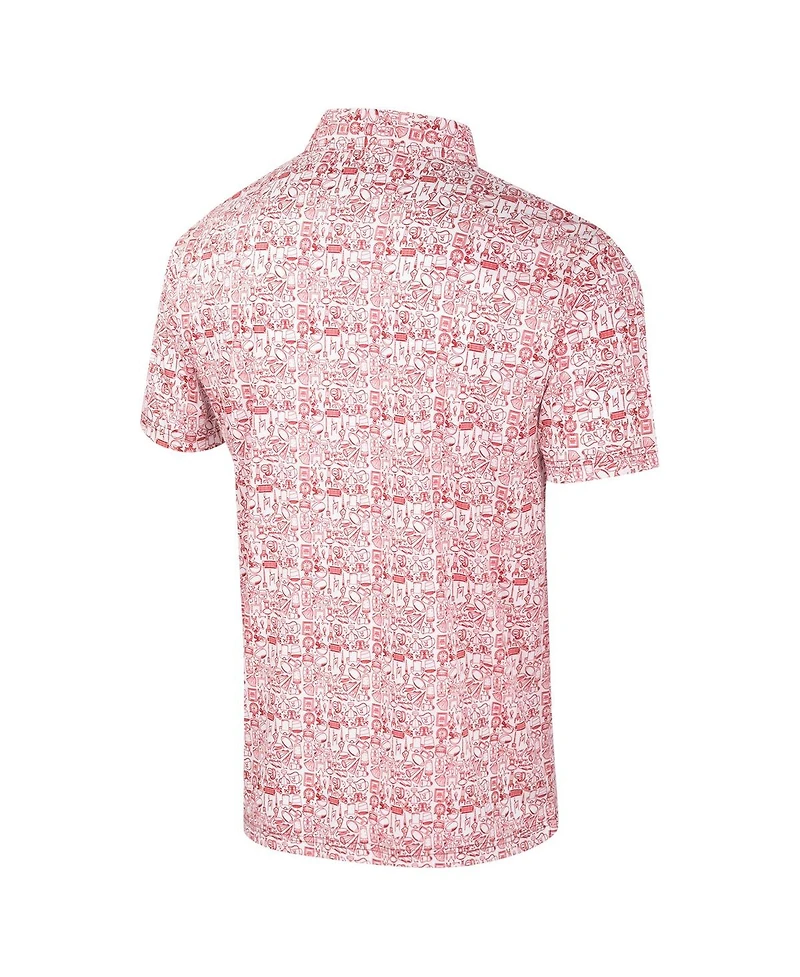 Colosseum Men's Red Houston Cougars It's Time Allover Print Polo Shirt