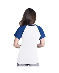 G-iii 4Her by Carl Banks Women's White/Royal Toronto Blue Jays Ball Park Raglan V-Neck T-Shirt