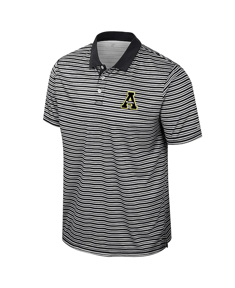 Colosseum Men's Black Appalachian State Mountaineers Striped Polo Shirt