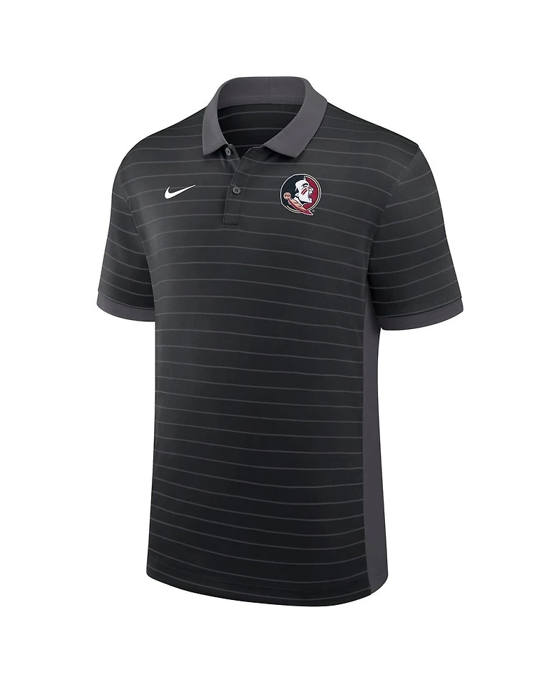 Nike Men's Black Florida State Seminoles 2025 Early Season Coaches Sideline Victory Stripe Performance Polo Shirt