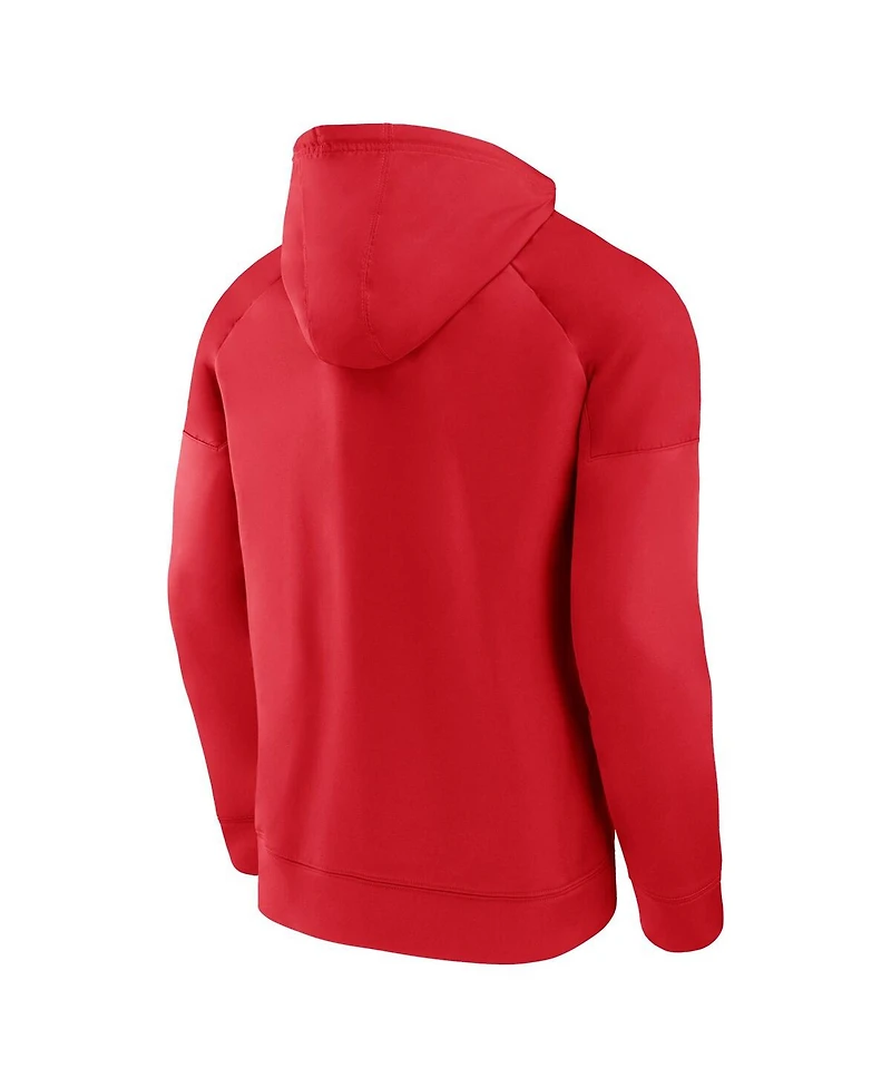 Fanatics Men's Red New Jersey Devils Iconic Defender Raglan Pullover Hoodie