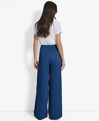 Dkny Women's Glazed High Rise Seamed-Cuff Wide-Leg Pants