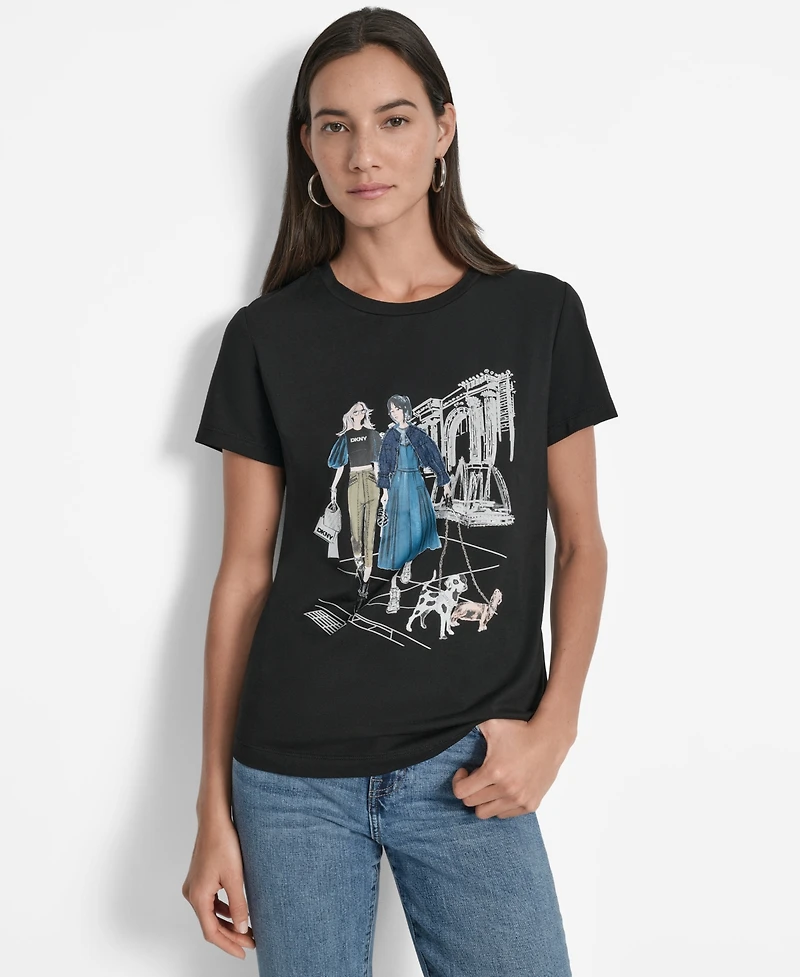 Dkny Women's Met Museum Conversational Crewneck T-Shirt