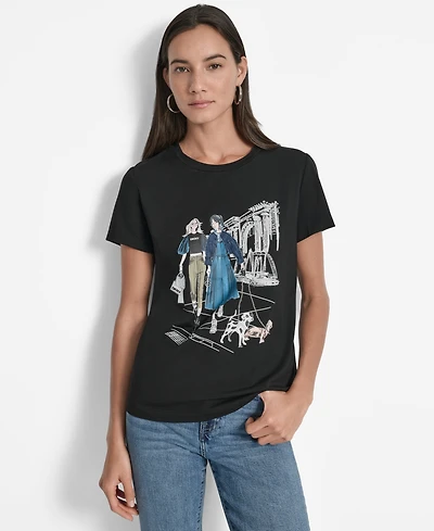Dkny Women's Met Museum Conversational Crewneck T-Shirt