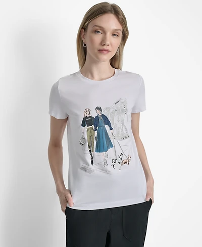 Dkny Women's Met Museum Conversational Crewneck T-Shirt