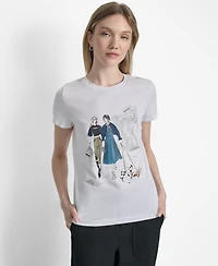 Dkny Women's Met Museum Conversational Crewneck T-Shirt