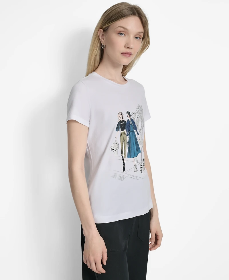 Dkny Women's Met Museum Conversational Crewneck T-Shirt