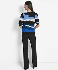 Dkny Women's Cotton Printed Elbow-Sleeve Sweater