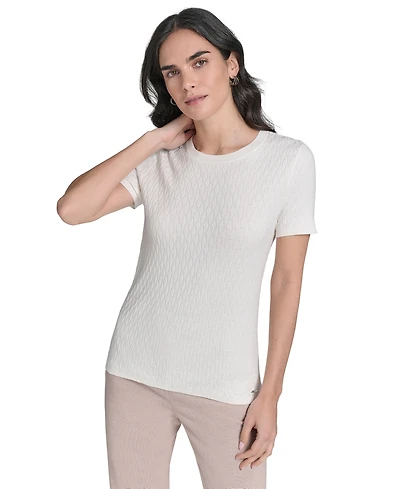 Calvin Klein Petite Crewneck Textured Knit Sweater