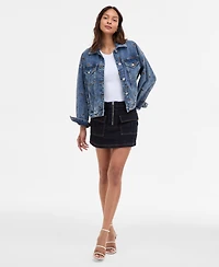 Avec Les Filles Women's Horse Embroidered Denim Trucker Jacket