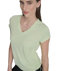 Dkny Sport Women's Crewneck Short-Sleeve Side-Ruched Top