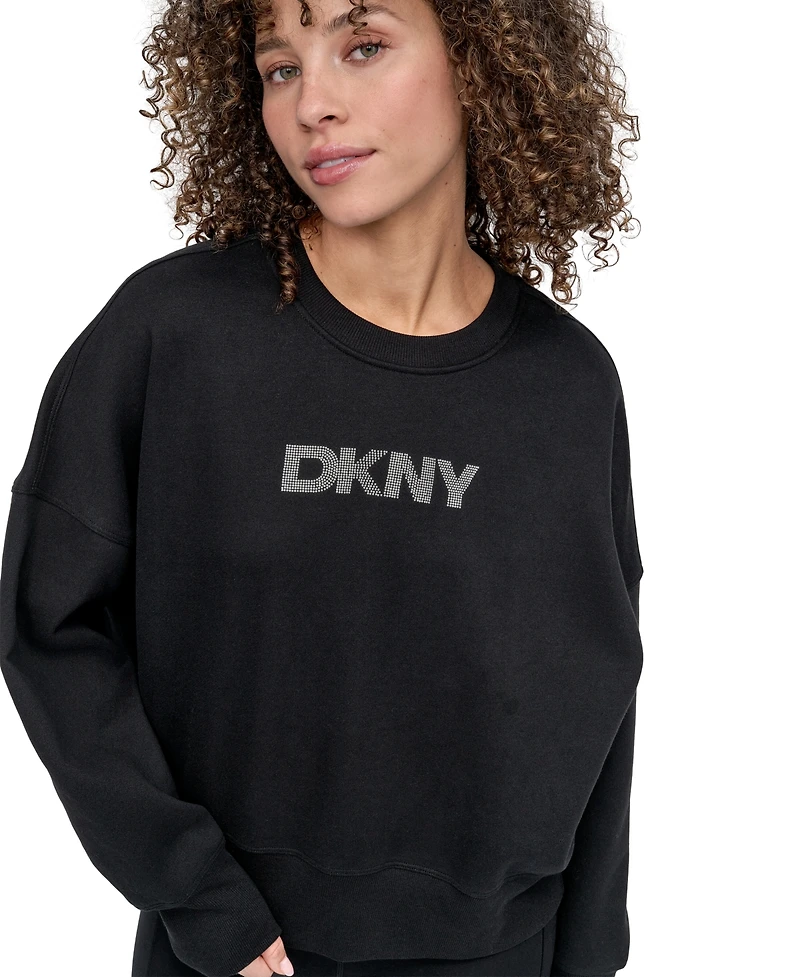 Dkny Sport Women's Mini Stud Logo Crew Neck Sweatshirt