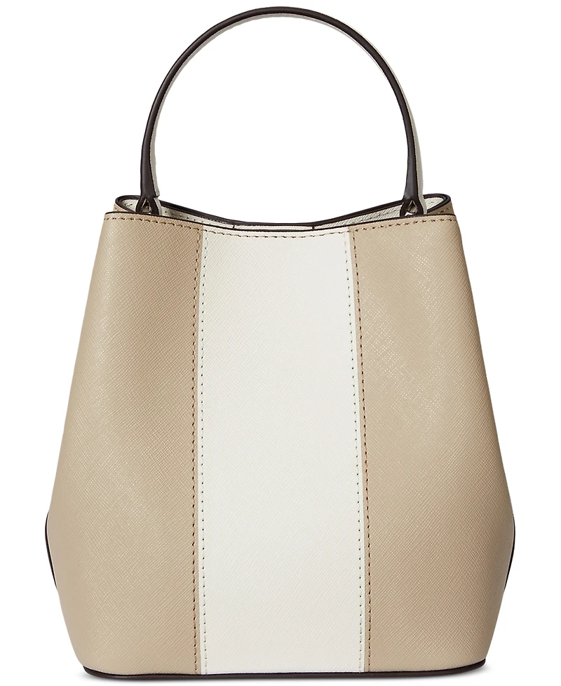 Lauren Ralph Two-Tone Leather Small Reese Bucket Bag