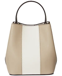 Lauren Ralph Two-Tone Leather Small Reese Bucket Bag