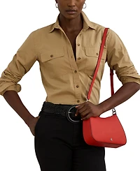 Lauren Ralph Lauren Danni Medium Crosshatch Leather Shoulder Bag