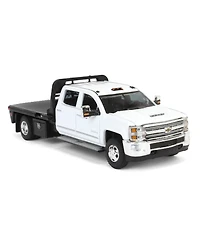 1/64 2016 Silverado 3500 Flatbed Dually Truck White Exclusive Greenlight 51611-b