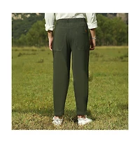 Campus Sutra Men's Sacramento Green Tapered Tailored Trousers