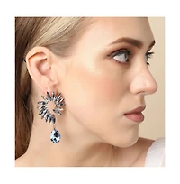 Sohi Women's Blue Pastel Embellished Drop Earrings