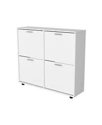Nutrioso Tilt-Out Shoe Storage Cabinet with Multiple Compartments and Modern Desig, White