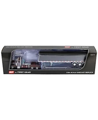 First Gear Dcp 1/64 Burgundy & Gray Peterbilt 379 Day Cab with Lode King Grain Hopper Trailer 60-1967