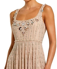 Mac Duggal Women's Sleeveless Scoop Neck Beaded Georgette Midi Dress