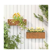 Wall Planters 2 pcs Rusty Corten Steel 20.9"x3.9"x6.7"