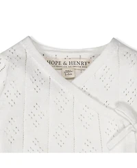 Hope & Henry Baby Organic Long Sleeve Pointelle Wrap Sweater Footed Legging Set