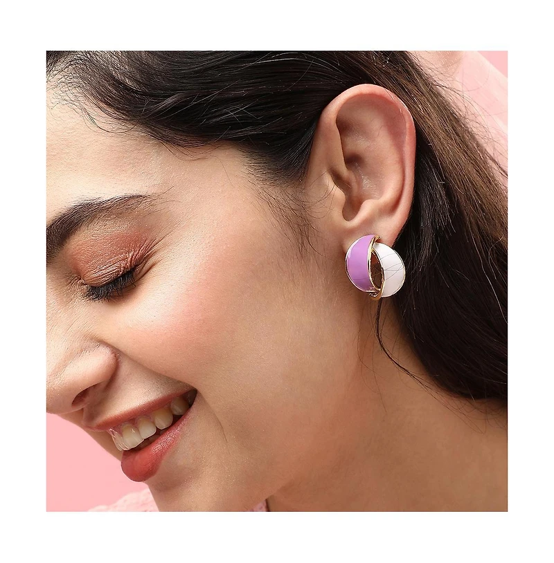 Sohi Women's Silver Wrap Stud Earrings