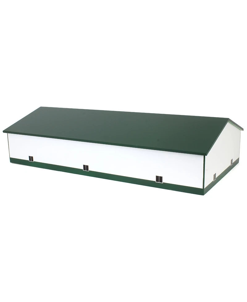 1/64 White & Green 60ft x 120ft Wooden Implement Shed w/ Side Doors Sta-219