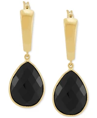 Lab-Created Pink Sapphire Dangle Hoop Earrings (22-3/4 ct. t.w.) in 24k Gold-Plated Sterling Silver (Also Available in Green Onyx & Onyx)