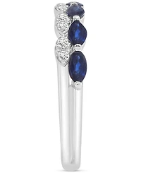 Blue Sapphire (5/8 ct. t.w.) & Diamond (1/8 ct. t.w.) Double-Row Ring in Sterling Silver