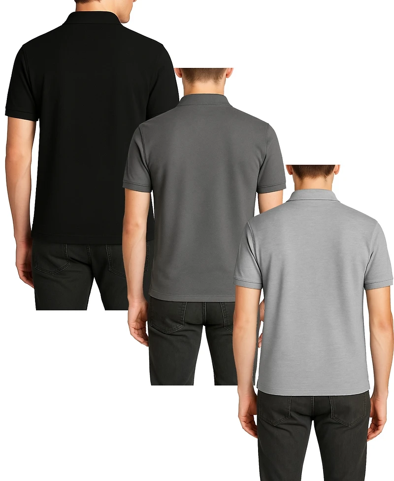 Galaxy By Harvic Men's 3-Pack Polo Avenue Short Sleeve Pique Shirt