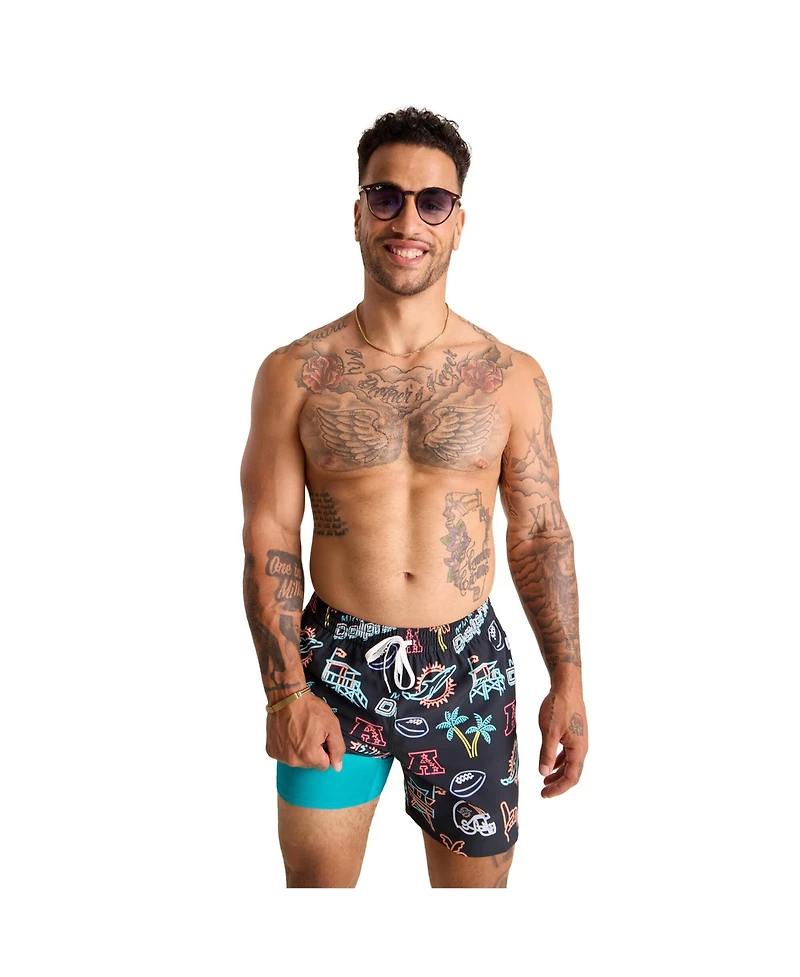 Chubbies Men's 5.5" Black Miami Dolphins The Neon Lined Classic Swim Trunks