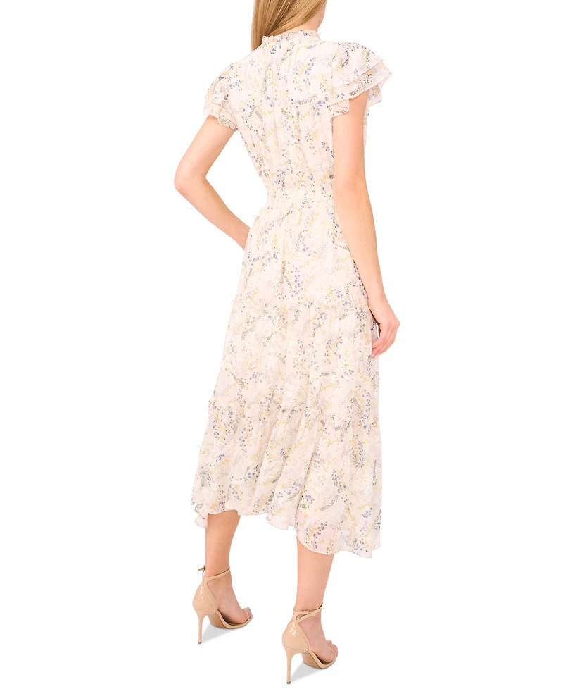 CeCe Women's Floral-Print Flutter-Sleeve Dress