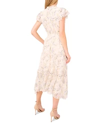 CeCe Women's Floral-Print Flutter-Sleeve Dress