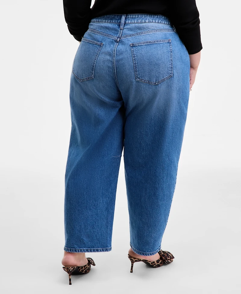 On 34th Trendy Plus High-Rise Cropped Barrel-Leg Jeans, Macy's Exclusive