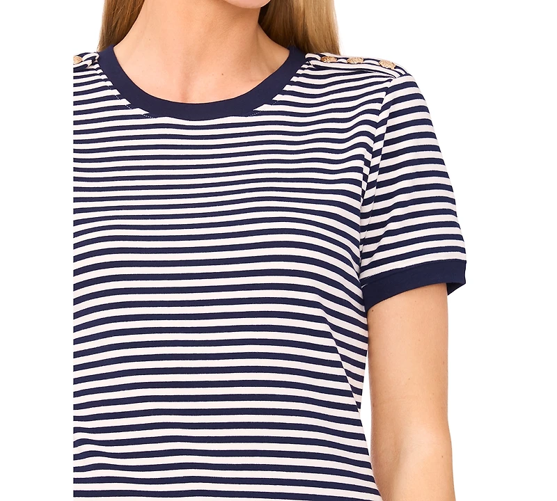 CeCe Women's Striped Ringer Baby T-Shirt