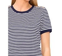CeCe Women's Striped Ringer Baby T-Shirt