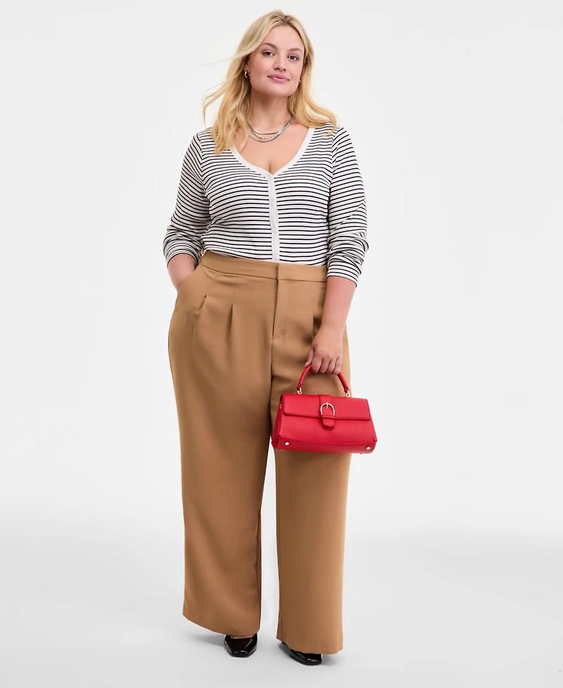 On 34th Trendy Plus Pleat-Front Wide-Leg Pants, Macy's Exclusive