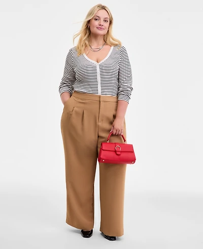 On 34th Trendy Plus Pleat-Front Wide-Leg Pants, Macy's Exclusive