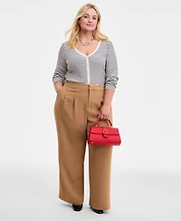 On 34th Trendy Plus Pleat-Front Wide-Leg Pants, Macy's Exclusive