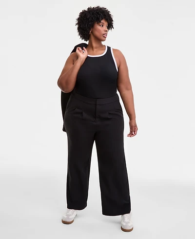 On 34th Trendy Plus Pleat-Front Wide-Leg Pants, Macy's Exclusive