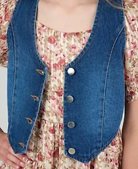 Rare Editions Big Girls 2-Piece Lurex Chiffon With Denim Vest and Dress Set