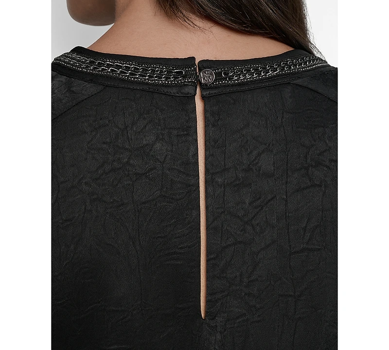 Dkny Women's Crinkle-Texture Chain-Neck Top