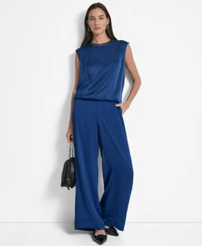 Dkny Textured Sleeveless Top Glazed Wide Leg Pants